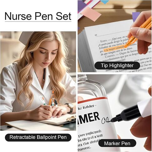 4 PCS مجموعة PANI MINI MINIPATERMANTER PEN PACK ، الأقلام الممرضة لإكسسوارات الشارة تشمل قلم علامة تمييز TIP وأقلام نقطة السحب مع مقطع مفاتيح التمريض للممرضات والطلاب in Saudi Arabia