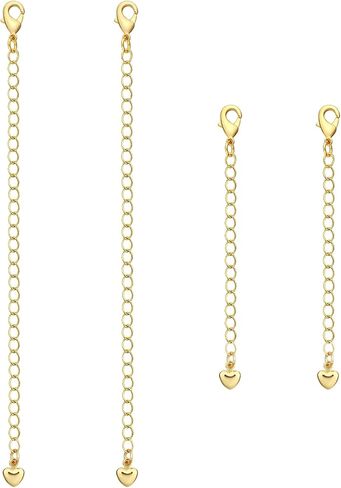 4pcs 18k موسع قلادة مطلي بالذهب - موسع سلسلة التمديد للقرائد سوار الذهب الأبيض/الذهب موسع مجموعة لصنع المجوهر in Kuwait