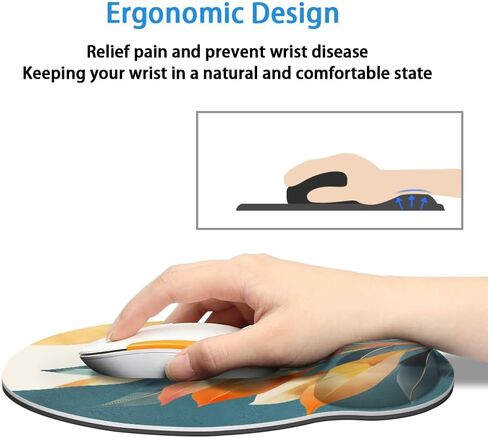 Ergonomic Mouse Pad with Memory Foam Wrist Rest Support Design,Relieve Wrist Pain Mousepad,Non-Slip Base for Laptop,Computer,Office Desk Accessories,Carpal Tunnel,Retro Floral in Kuwait
