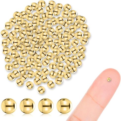 100PCS Sterling Silver Beads for Jewelry Making S925 Round Ball Bead Smooth Solid Loose Beading 2MM Spacer Bead Finding Supplies for DIY Crafts Rings Bracelet Necklace Earrings (Silver+Gold) in Kuwait