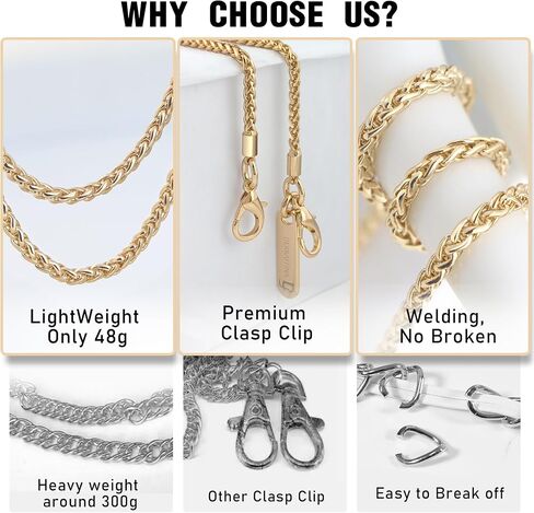 Metal Phone Chain,Hands-Free Cell Phone Chain Crossbody Detachable Phone Strap Fits for Smartphone,1* Phone Lanyard,1*Phone Wristlet Strap,2*Cell Phone Tether Tabs (Gold,Long) in Saudi Arabia