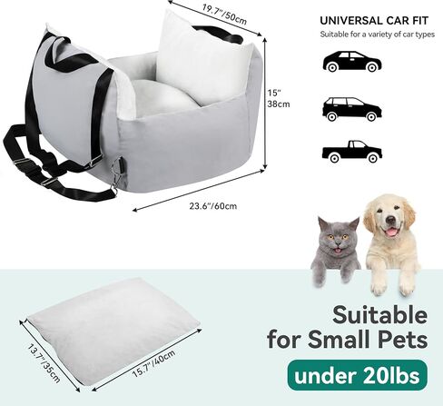 YITAHOME Dog Car Seat for Small Dogs Up to 20lbs, Soft Car Travel Dog Bed with Storage Pocket, Straps, Washable and Detachable, Portable Pet Booster Seats, Black in Saudi Arabia