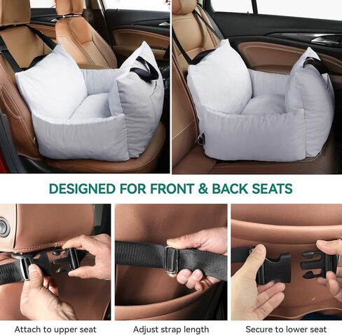 YITAHOME Dog Car Seat for Small Dogs Up to 20lbs, Soft Car Travel Dog Bed with Storage Pocket, Straps, Washable and Detachable, Portable Pet Booster Seats, Black in Saudi Arabia