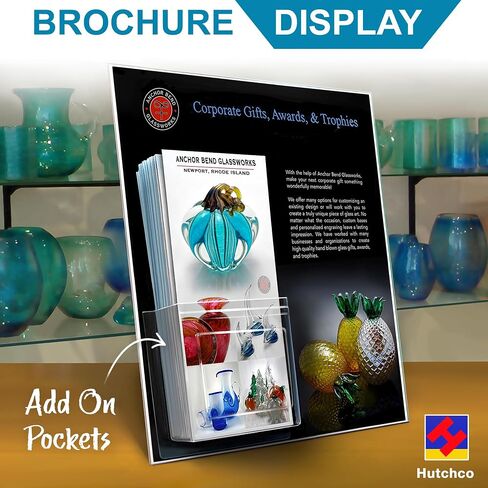 Peel & Stick-On Pocket Literature Holder (25 Pack - 4" Displays) for Marketing & Business Flyers, Cards, Booklets, Pamphlets - Crystal Clear Plastic Brochure Organizer - Strong Adhesive LSE Tape in Saudi Arabia