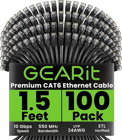 GearIT 50-Pack, Cat 6 Ethernet Cable Cat6 Snagless Patch 2 Feet - Snagless RJ45 Computer LAN Network Cord, White - Compatible with 48 Port Switch POE Rackmount 48port Gigabit in Saudi Arabia