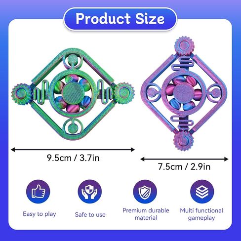 2pc Fidget Spinners for Kids & Adults, 3D Printed Fidget Spinners Toy ADHD Autism Sensory Stress Relief Toys, Office Desk Toy, Birthday Easter Party Favors for Kids Desktop Deco Souvenir Gift in Kuwait