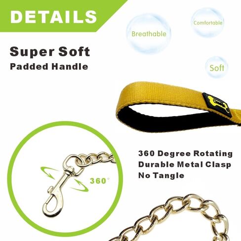 Metal Dog Leash for Small Medium Large Dogs, Chain Link Anti Chew 3.5-4FT Strong Anti Bite Dog Leash Comfortable and Breathable mesh Cushion Handle (Rainbow Color, M) in Saudi Arabia