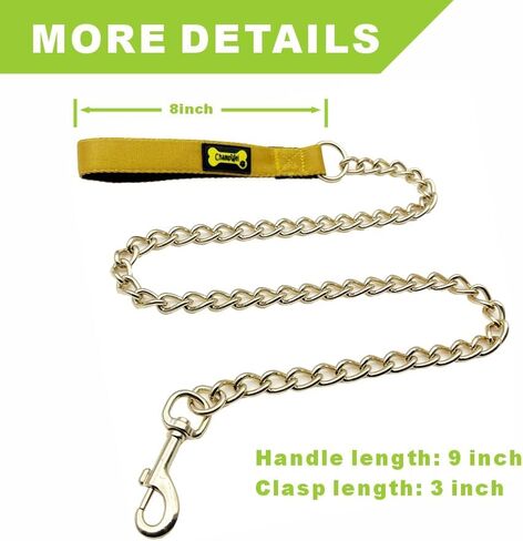 Metal Dog Leash for Small Medium Large Dogs, Chain Link Anti Chew 3.5-4FT Strong Anti Bite Dog Leash Comfortable and Breathable mesh Cushion Handle (Rainbow Color, M) in Saudi Arabia