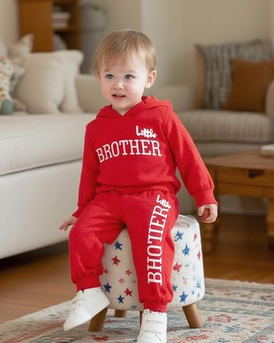 Baby Boy Clothes Newborn Boy Outfits Infant Letter Print Long Sleeve Romper Hoodies Pants Fall Winter Outfits in Kuwait
