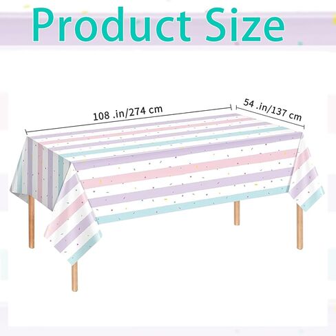 3 Pack Sprinkle Ice Cream Tablecloth, Ice Cream Birthday Party Supplies, 54X108 Inch Disposable Plastic Waterproof Table Cover for Kids Girls Birthday Party Decor Baby Shower in Kuwait