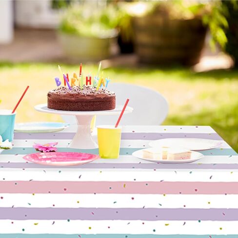 3 Pack Sprinkle Ice Cream Tablecloth, Ice Cream Birthday Party Supplies, 54X108 Inch Disposable Plastic Waterproof Table Cover for Kids Girls Birthday Party Decor Baby Shower in Kuwait