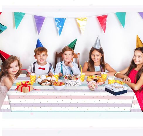 3 Pack Sprinkle Ice Cream Tablecloth, Ice Cream Birthday Party Supplies, 54X108 Inch Disposable Plastic Waterproof Table Cover for Kids Girls Birthday Party Decor Baby Shower in Kuwait