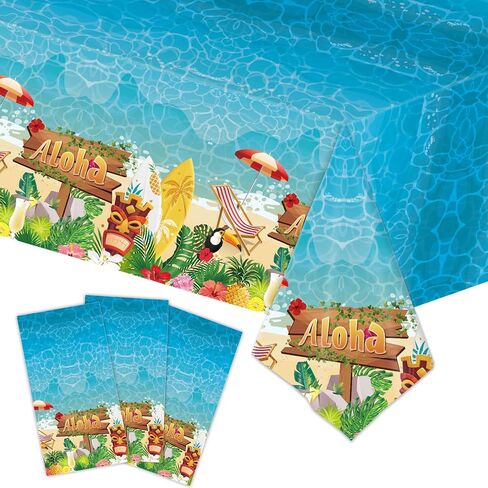 MaitianGuyou 3 Pack Pool Party Tablecloth Beach Theme Supplies Summer Swimming Pool Plastic Waterproof Table Cover for Hawaii,Summer, Beach Party Decor 51x86 Inch in Kuwait
