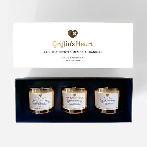 مجموعة شمعة Griffin's Heart Pet Memorial - هدية تعاطف مع أليفة الحيوانات الأليفة لذكرى التذكر أو الفجيعة أو الكلب المحبوب أو القط أو الحصان أو الأرنب أو الطيور in Saudi Arabia