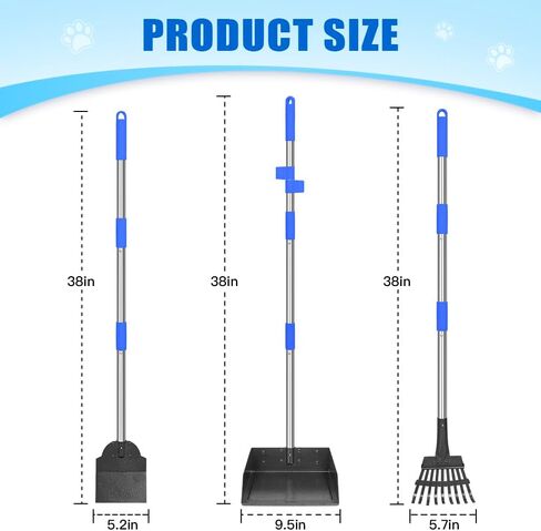 Larger Pooper Scooper Dog Pooper Scooper for Large Medium Small Dogs Heavy Duty Stainless Steel with Long Handle Tray Rake Shovel for Yard in Saudi Arabia