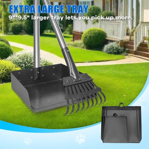 Larger Pooper Scooper Dog Pooper Scooper for Large Medium Small Dogs Heavy Duty Stainless Steel with Long Handle Tray Rake Shovel for Yard in Saudi Arabia