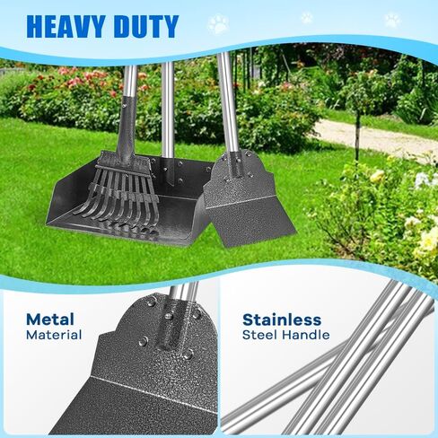 Larger Pooper Scooper Dog Pooper Scooper for Large Medium Small Dogs Heavy Duty Stainless Steel with Long Handle Tray Rake Shovel for Yard in Saudi Arabia