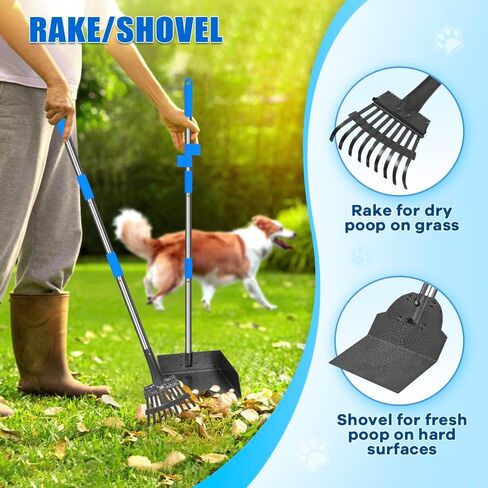 Larger Pooper Scooper Dog Pooper Scooper for Large Medium Small Dogs Heavy Duty Stainless Steel with Long Handle Tray Rake Shovel for Yard in Saudi Arabia