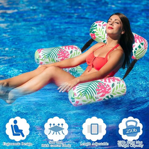 Pool Chair Floats Adult Inflatable Aloha Floating Pool Chairs Water Float Lounger Adjustable Tropical Pattern Cloth Hammock Heavy Duty for Summer Water Beach Lake Party Fun(Green) in Saudi Arabia