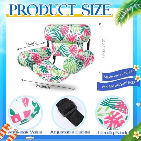 Pool Chair Floats Adult Inflatable Aloha Floating Pool Chairs Water Float Lounger Adjustable Tropical Pattern Cloth Hammock Heavy Duty for Summer Water Beach Lake Party Fun(Green) in Saudi Arabia