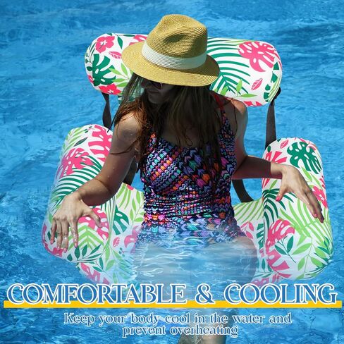 Pool Chair Floats Adult Inflatable Aloha Floating Pool Chairs Water Float Lounger Adjustable Tropical Pattern Cloth Hammock Heavy Duty for Summer Water Beach Lake Party Fun(Green) in Saudi Arabia