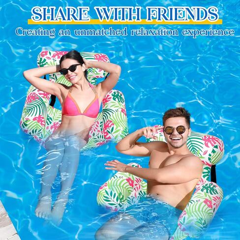 Pool Chair Floats Adult Inflatable Aloha Floating Pool Chairs Water Float Lounger Adjustable Tropical Pattern Cloth Hammock Heavy Duty for Summer Water Beach Lake Party Fun(Green) in Saudi Arabia