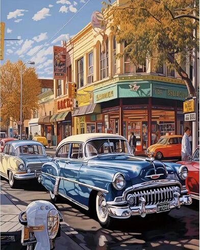 JATOK Paint by Numbers Kits for Adults, Painting Kits for Beginners On Clear Symbols Colored Canvas, Easy DIY Acrylic Pigment Drawing Paintwork for Home Wall Decor, Car 16X20in (No Frame) in Kuwait