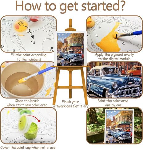 JATOK Paint by Numbers Kits for Adults, Painting Kits for Beginners On Clear Symbols Colored Canvas, Easy DIY Acrylic Pigment Drawing Paintwork for Home Wall Decor, Car 16X20in (No Frame) in Kuwait
