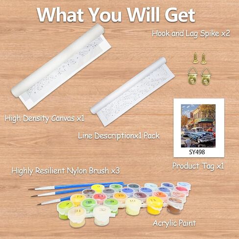 JATOK Paint by Numbers Kits for Adults, Painting Kits for Beginners On Clear Symbols Colored Canvas, Easy DIY Acrylic Pigment Drawing Paintwork for Home Wall Decor, Car 16X20in (No Frame) in Kuwait