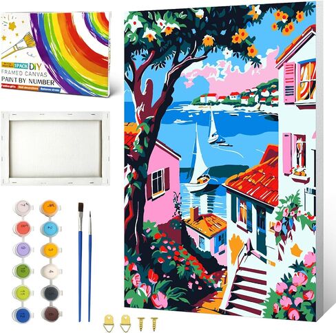 Ztotz Paint by Numbers Kit للقطط البالغين ، الطلاء بأرقام القط ، مجموعات اللوحة من البالغين على اللوحة على القماش ، 8 × 12 قطط الأشجار عدد فنان الطبقات لديكور الهدايا (مع صندوق ملون) in Kuwait