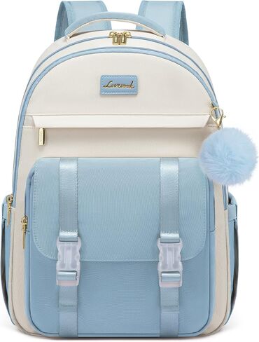 LOVEVOOK School Backpack for Teen Girls, Cute Student Backpack Purse Kid Bookbag for 14-16 Teenage, Back to School Backpacks Fit 15.6 Inch Laptop, Large College Travel Bag, Beige-Khaki in Kuwait