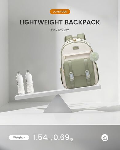 LOVEVOOK School Backpack for Teen Girls, Cute Student Backpack Purse Kid Bookbag for 14-16 Teenage, Back to School Backpacks Fit 15.6 Inch Laptop, Large College Travel Bag, Beige-Khaki in Kuwait