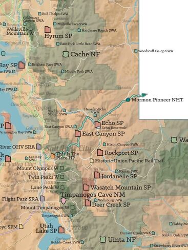 Utah State Parks & Federal Lands Map 18x24 Poster (Camel & Slate Blue) in Saudi Arabia
