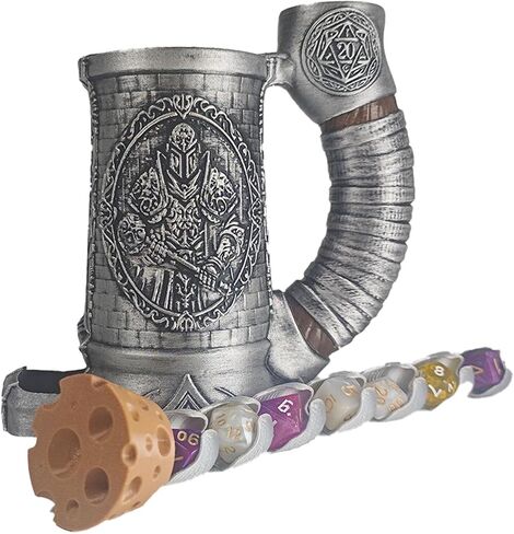 DND Mug Dice Tower Set, DND Dice Cup with Storage, 12/16 Oz Beverage Holder, DND Accessories for Players, Best Gift for RPG Game Lover (Wolf Bite) in Kuwait