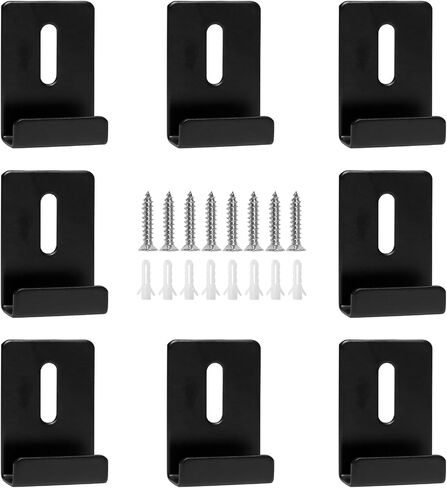 8 Packs Metal Mirror Holder Clips Attachment, 1/4" Heavy Duty Mirror Hanging kit with Screws for Billboard Display(Black,with Rubber Pads) in Saudi Arabia