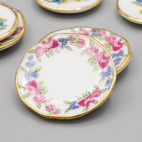 Odoria 1/12 Miniature Dish Dinnerware Set 17Pcs Dollhouse Decoration Accessories, Pink Rose in Saudi Arabia