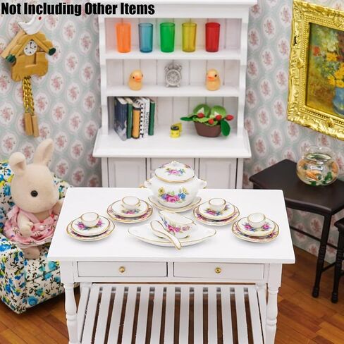 Odoria 1/12 Miniature Dish Dinnerware Set 17Pcs Dollhouse Decoration Accessories, Pink Rose in Saudi Arabia
