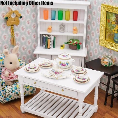 Odoria 1/12 Miniature Dish Dinnerware Set 17Pcs Dollhouse Decoration Accessories, Pink Rose in Saudi Arabia