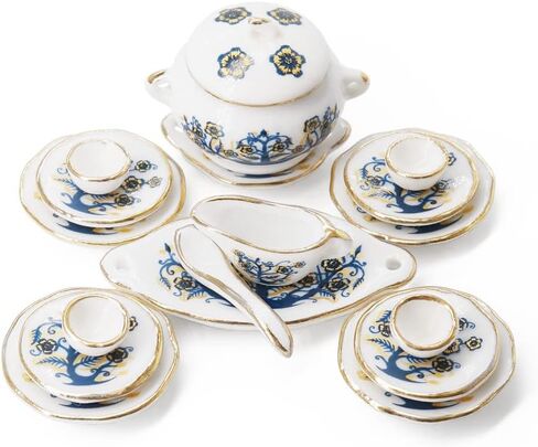 Odoria 1/12 Miniature Dish Dinnerware Set 17Pcs Dollhouse Decoration Accessories, Pink Rose in Saudi Arabia