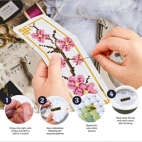 infunly 6pcs الحشرات الزهرة عبر غرزة مرجعية مجموعات الربيع روز DIY مختومة Cross Stitch مجموعة مع تعليمات الفراشات خمر تطريز مجموعة غرزة مجموعة لعشاق القراء الكتاب in Saudi Arabia