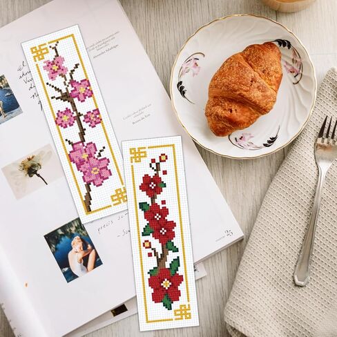 infunly 6pcs الحشرات الزهرة عبر غرزة مرجعية مجموعات الربيع روز DIY مختومة Cross Stitch مجموعة مع تعليمات الفراشات خمر تطريز مجموعة غرزة مجموعة لعشاق القراء الكتاب in Saudi Arabia