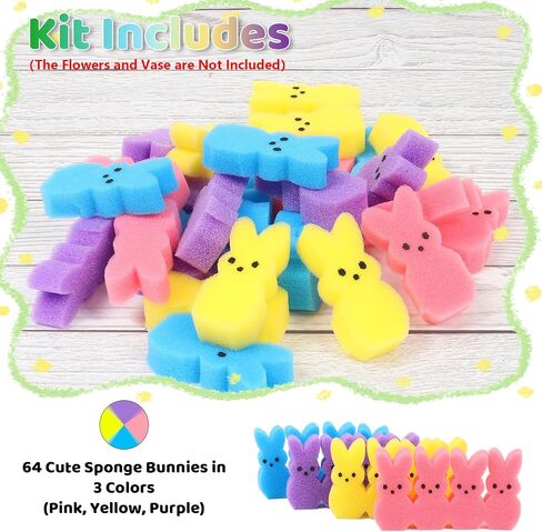 زخارف عيد الفصح ، 64pcs إسفنجية لطيف ، حشو المزهرية ، ديكور الربيع الداخلي للدرج المتدرج والزخارف (ألوان مختلطة) in Kuwait