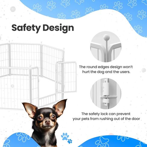 Playpen Deluxe Deluxe 24 بوصة 8 لوحة ، سياج الكلب الداخلي والخارجي المثالي للجرو/الكلاب الصغيرة ، التخييم ، الفناء ، RV ، سياج الحديقة ، أبيض in Saudi Arabia
