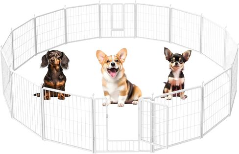 Playpen Deluxe Deluxe 24 بوصة 8 لوحة ، سياج الكلب الداخلي والخارجي المثالي للجرو/الكلاب الصغيرة ، التخييم ، الفناء ، RV ، سياج الحديقة ، أبيض in Saudi Arabia