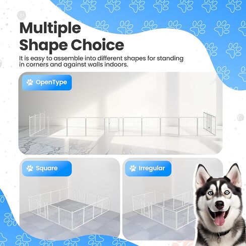 Playpen Deluxe Deluxe 24 بوصة 8 لوحة ، سياج الكلب الداخلي والخارجي المثالي للجرو/الكلاب الصغيرة ، التخييم ، الفناء ، RV ، سياج الحديقة ، أبيض in Saudi Arabia