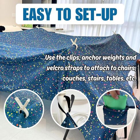 Magic Fort Building Kit for Kids - Large Lightweight Blanket Fort Making Kit Clips with CPC Certification - Portable Playhouse Play Tent Fort - Indoor/Outdoor Girls/Boys Toys Ages 4-5 6 7 8-12 in Saudi Arabia