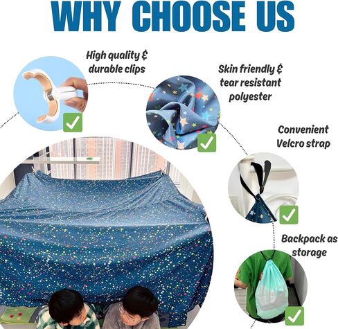 Magic Fort Building Kit for Kids - Large Lightweight Blanket Fort Making Kit Clips with CPC Certification - Portable Playhouse Play Tent Fort - Indoor/Outdoor Girls/Boys Toys Ages 4-5 6 7 8-12 in Saudi Arabia