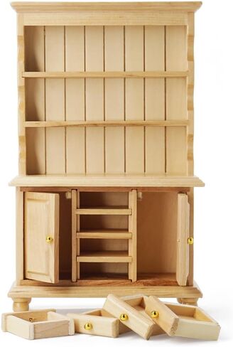 Odoria 1/12 Miniature Cabinet Cupboard Hutch Dollhouse Furniture Association ، White in Kuwait