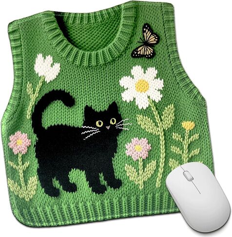 Funny Mouse Pad Cute Knitted Sweater-Shaped Vest Print Unique Novelty Mousepad Sheep Butterfly Pattern Blue in Kuwait