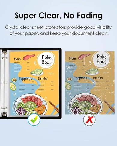 KTRIO Clear Sheet Protectors 8.5 x 11 in Page Protectors for 3 Ring Binder, Plastic Sleeves for Binders, Top Loading Paper Protector Letter Size, 120 Pack in Kuwait